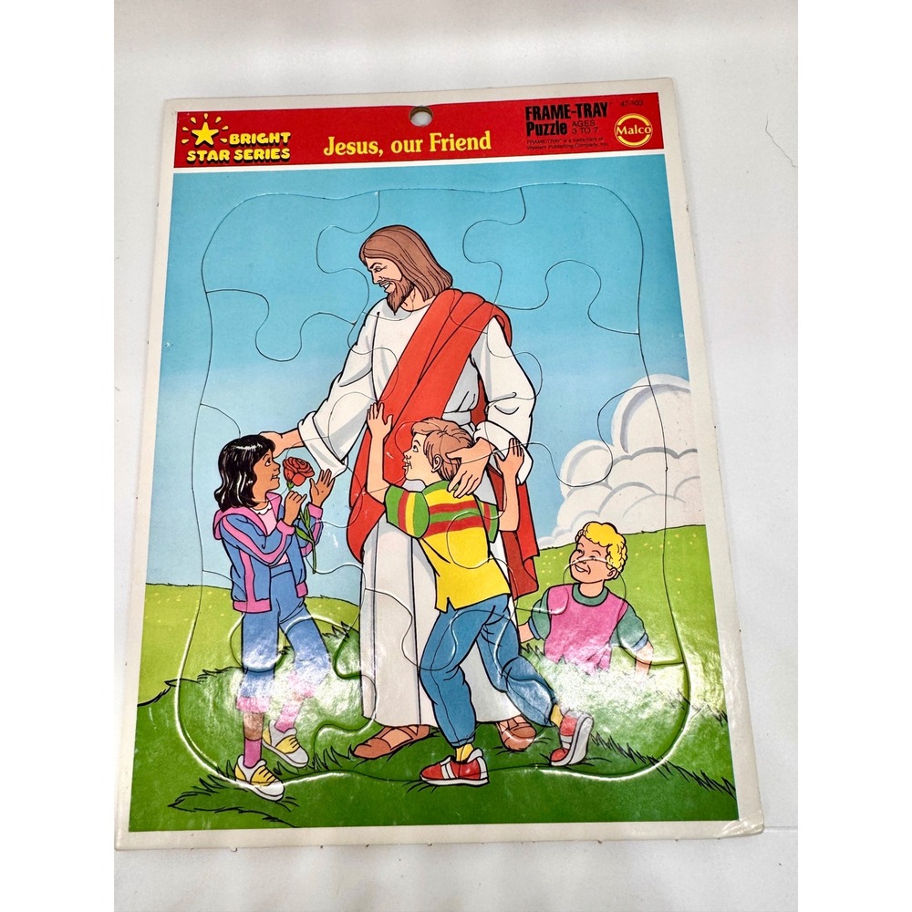 Vintage Jesus Our Friend Puzzle Bright Star Series Malco Frame-Tray 47-103